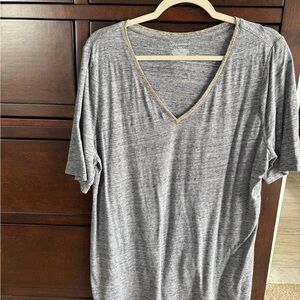 Lane Bryant Gray and Gold V-Neck Tee. Size 14/16